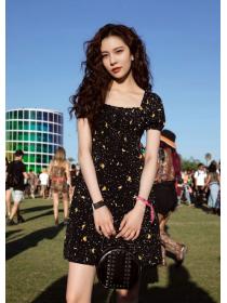 On Sale Summer slim Western style large yard fat floral dress