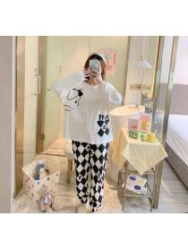 Outlet Cotton wears outside sweet homewear round neck pajamas for women 