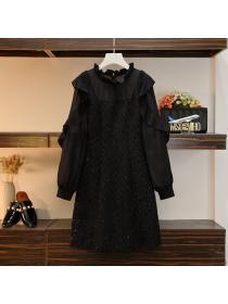 [L-4XL]Spring new plus-size women's chiffon dress
