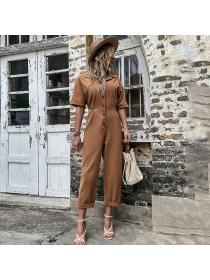 On Sale European style short sleeve pure Casual jumpsuit for women