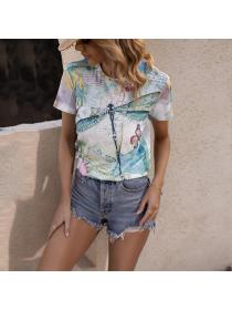 On Sale Dragonfly printing tops Casual T-shirt for women
