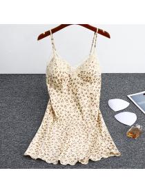 On Sale At home leopard dress with chest pad sling pajamas