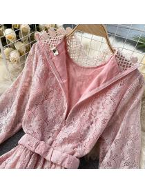 Outlet Hollow slim autumn and winter long lace tender dress