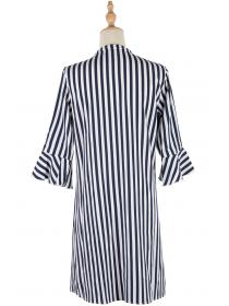 Outlet European Style Stripe long single-breasted European style dress
