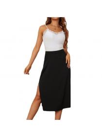 Outlet Spring and summer new split temperament knitted all-match plain skirt
