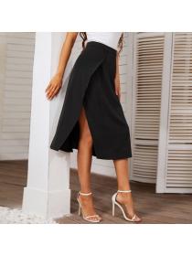 Outlet Spring and summer new split temperament knitted all-match plain skirt