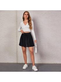 Outlet Women's Casual Plain Velvet Skirt Short Mini A-Line Skirt