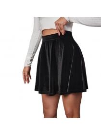 Outlet Women's Casual Plain Velvet Skirt Short Mini A-Line Skirt