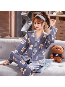 On Sale Korean style pajamas homewear cardigan 2pcs set for women