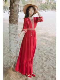 Outlet Embroidered red dress