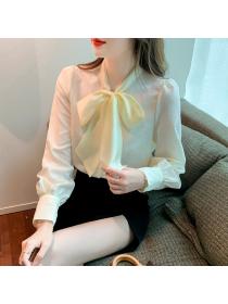 Outlet Frenum jacquard bottoming bow shirt for women