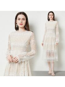 Outlet France style elegant spring lace fashion dress