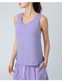 Spring and summer sleeveless sports vest women's striped loose yoga vest quick-drying sports top