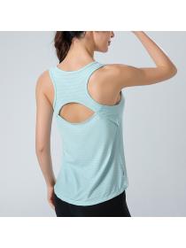 Spring and summer sleeveless sports vest women's striped loose yoga vest quick-drying sports top