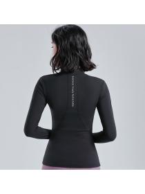 long-sleeved zipper stand collar sportswear tight-fitting quick-drying elastic fitness clothes for women