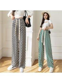 Outlet Chessboard Casual black-white loose slim pants for women