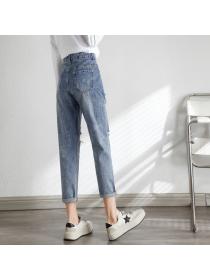 Outlet Outlet Straight-leg pants Worn holes jeans