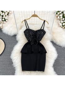 Outlet Summer bow slim package hip sequins dress for women