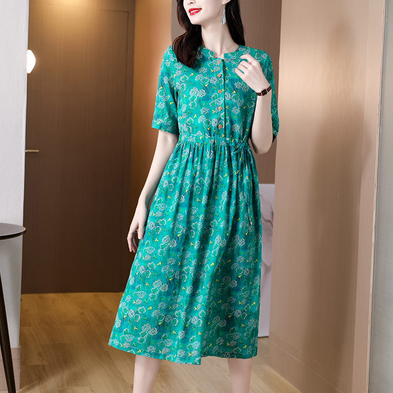 Outlet Spring and summer Western style cotton linen dress for women