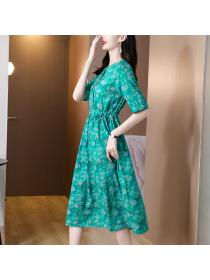 Outlet Spring and summer Western style cotton linen dress for women