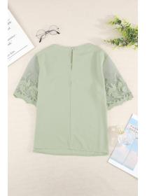 Outlet Spring new Roundr-neckline Chiffon slim-fit short-sleeved T-shirt