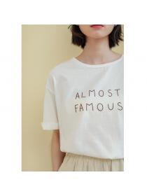 Outlet Printing simple pullover letters T-shirt for women