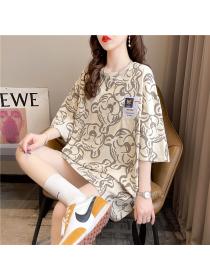 Outlet Summer fashion loose round neck short-sleeved T-shirt Studentl Casual Shirt dress