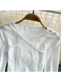 On Sale orean style cross tops irregular slim T-shirt for women