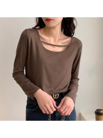 Outlet Spring and autumn T-shirt long sleeve small shirt for women