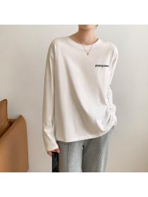Outlet Loose white T-shirt all-match bottoming shirt for women