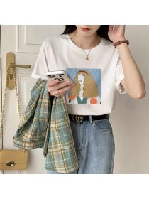 Outlet Short sleeve Korean style tops loose summer T-shirt for women