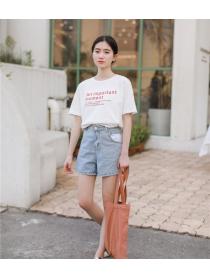 Outlet Mixed colors letters spring and summer pullover was white T-shirt