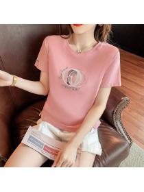 Outlet Summer slim tops Casual high waist T-shirt for women