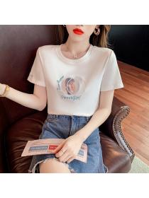 Outlet Summer slim tops Casual high waist T-shirt for women