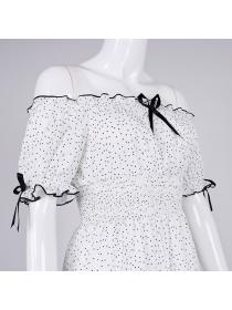 Spring and summer women's dot print pleated skirt A-line skirt