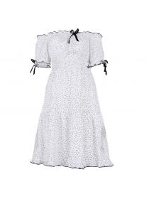 Spring and summer women's dot print pleated skirt A-line skirt