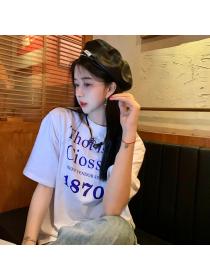 Outlet All-match Korean style letters short sleeve T-shirt