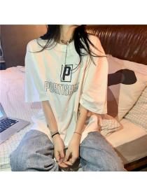 Outlet Japanese style letters fashion simple pure cotton T-shirt