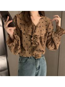 Outlet Unique polka dot shirt long sleeve temperament tops