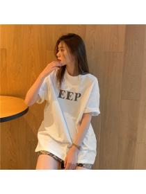 Outlet Printing simple large yard loose long T-shirt for women