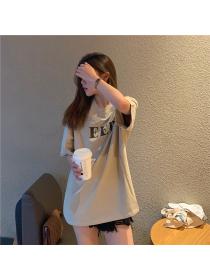 Outlet Printing simple large yard loose long T-shirt for women