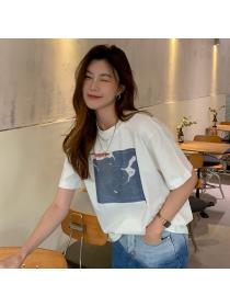 Outlet All-match Korean style tops summer T-shirt for women