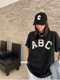Outlet Spring couples letters loose short sleeve fashion T-shirt