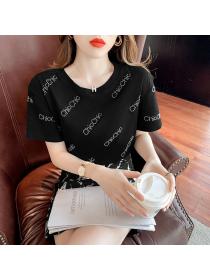 Outlet European style tops rhinestone T-shirt for women