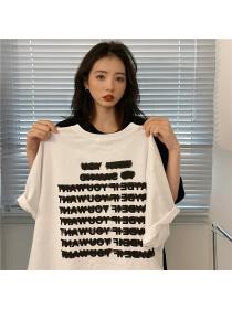 Outlet Short sleeve loose Korean style T-shirt for women