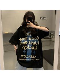 Outlet Personality street hip-hop tops short sleeve chain T-shirt