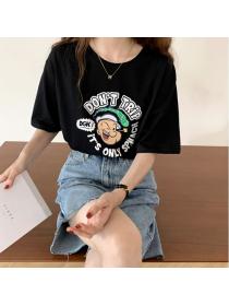 Outlet Printing short sleeve T-shirt cartoon summer tops for women