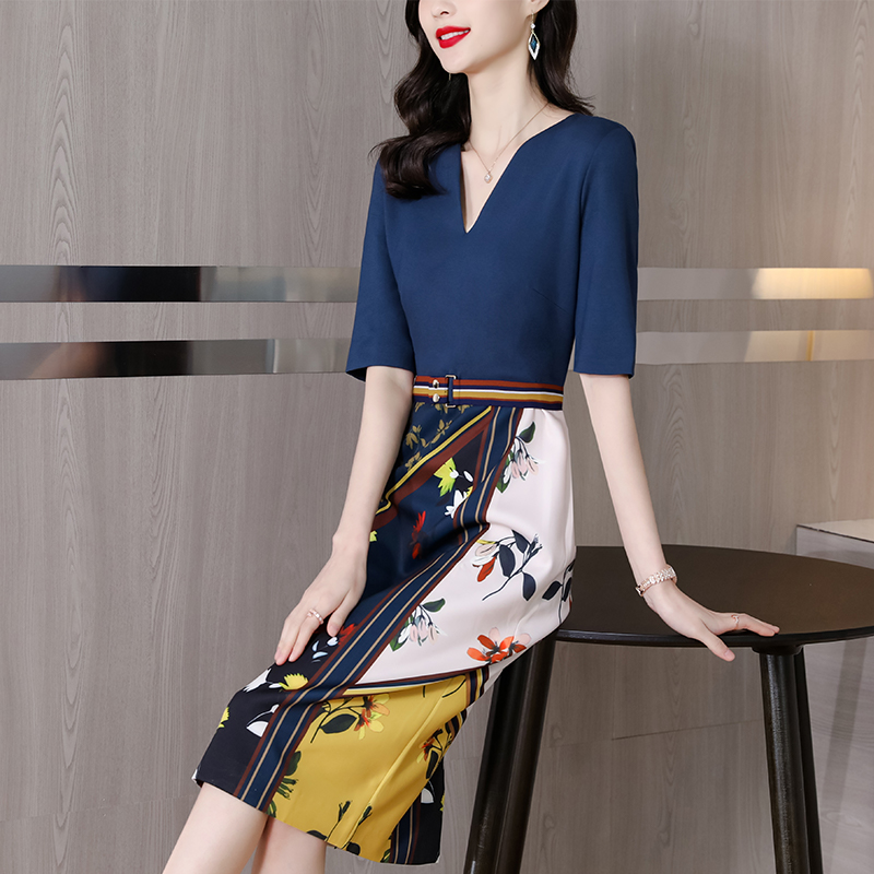 Outlet Long slim lady spring summer middle-aged fashion dress