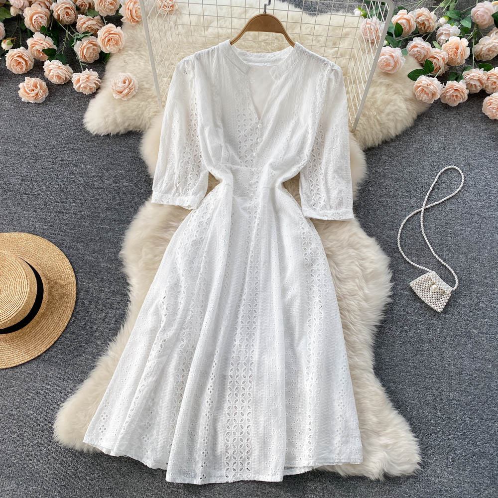 Outlet Hollow France style lady dress long dress for women