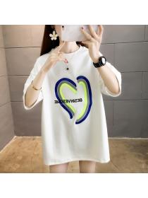 Outlet Korean style large yard printing summer T-shirt for women